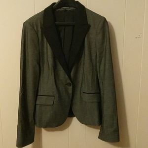 Express fitted blazer NWOT gray w/contrast black